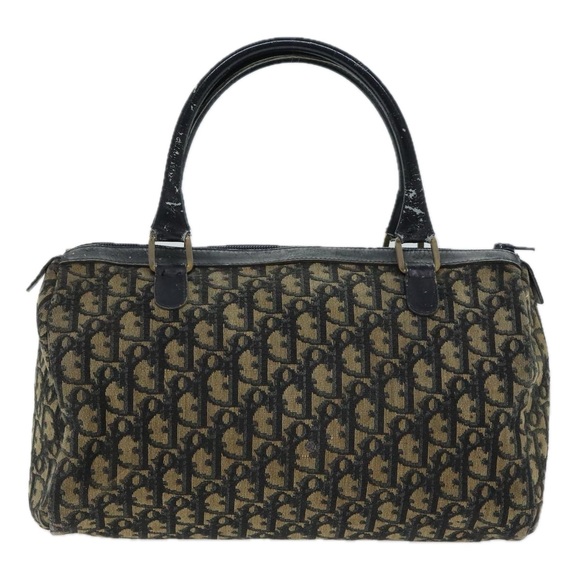 Christian Dior Trotter Canvas Hand Bag Navy Gold Auth 93865 - Picture 2 of 16